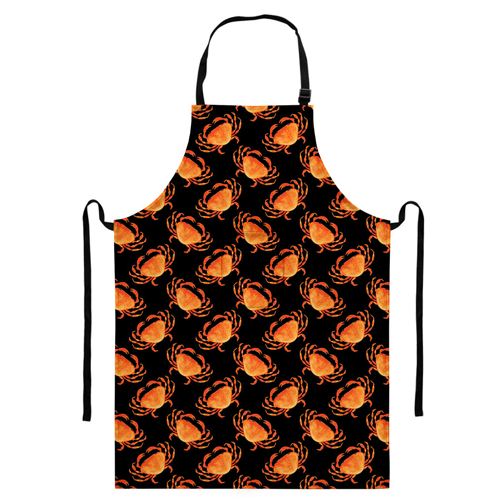 Watercolor Crab Pattern Print Bib Apron With Pocket
