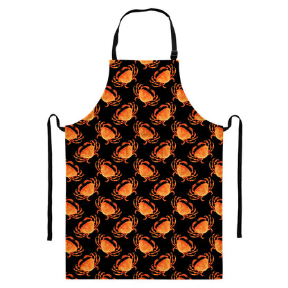 Watercolor Crab Pattern Print Bib Apron With Pocket