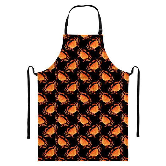 Watercolor Crab Pattern Print Bib Apron With Pocket