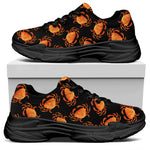 Watercolor Crab Pattern Print Black Chunky Shoes