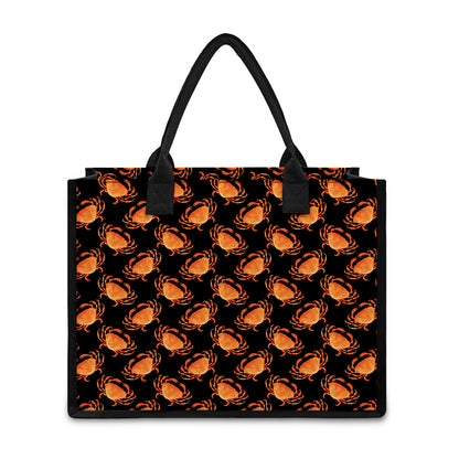 Watercolor Crab Pattern Print Canvas Tote Bag