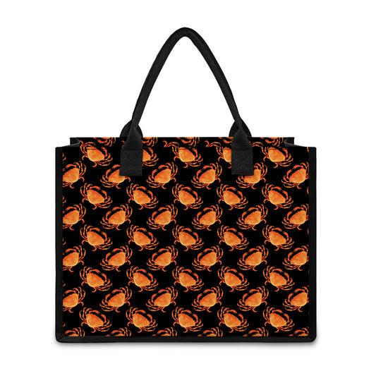 Watercolor Crab Pattern Print Canvas Tote Bag