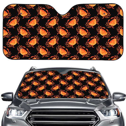 Watercolor Crab Pattern Print Car Windshield Sun Shade