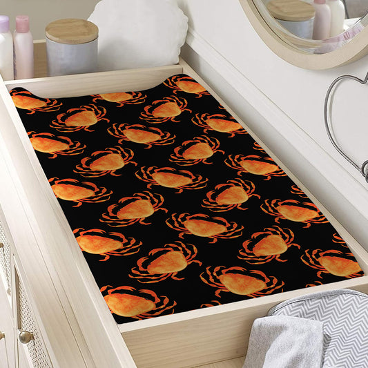 Watercolor Crab Pattern Print Changing Pad Cover
