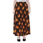 Watercolor Crab Pattern Print Chiffon Maxi Skirt