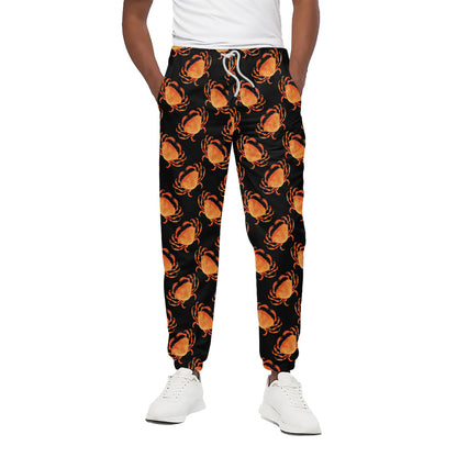 Watercolor Crab Pattern Print Cotton Pants