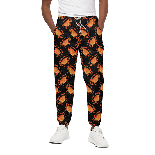 Watercolor Crab Pattern Print Cotton Pants