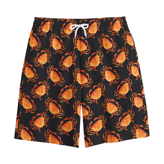 Watercolor Crab Pattern Print Cotton Shorts