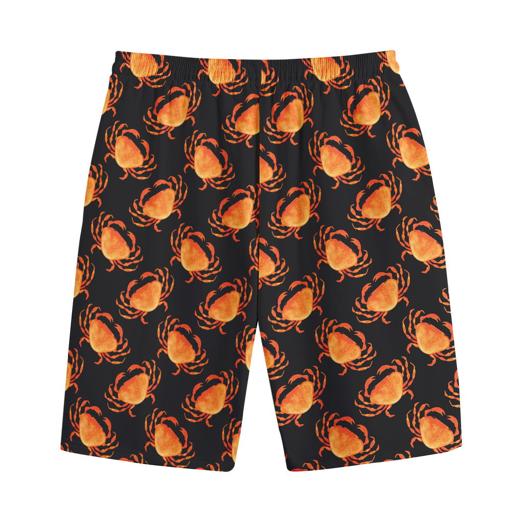 Watercolor Crab Pattern Print Cotton Shorts