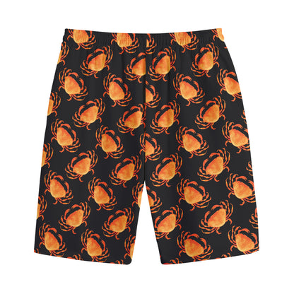 Watercolor Crab Pattern Print Cotton Shorts