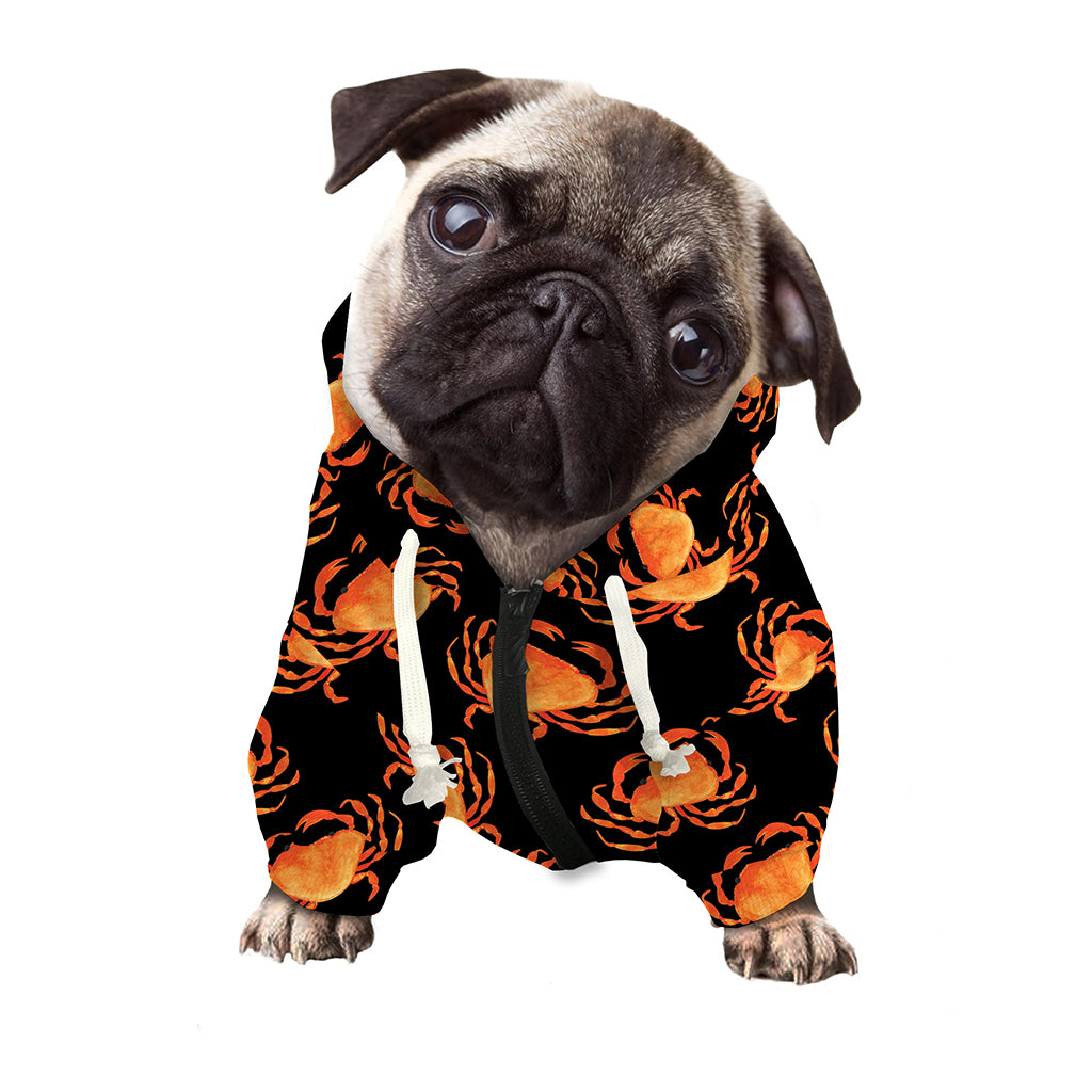 Watercolor Crab Pattern Print Dog Zip Up Hoodie