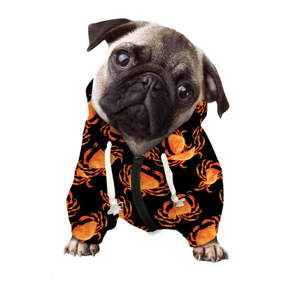 Watercolor Crab Pattern Print Dog Zip Up Hoodie