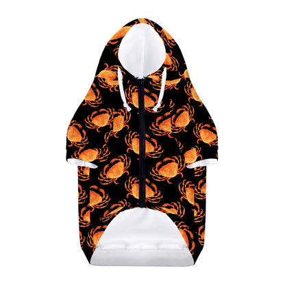 Watercolor Crab Pattern Print Dog Zip Up Hoodie