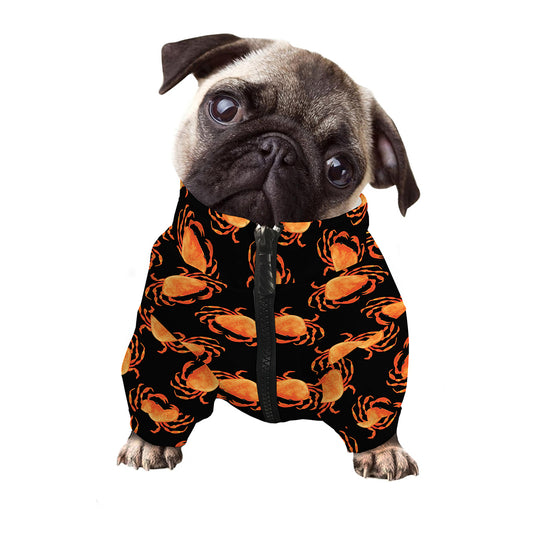 Watercolor Crab Pattern Print Dog Zip Up Jacket