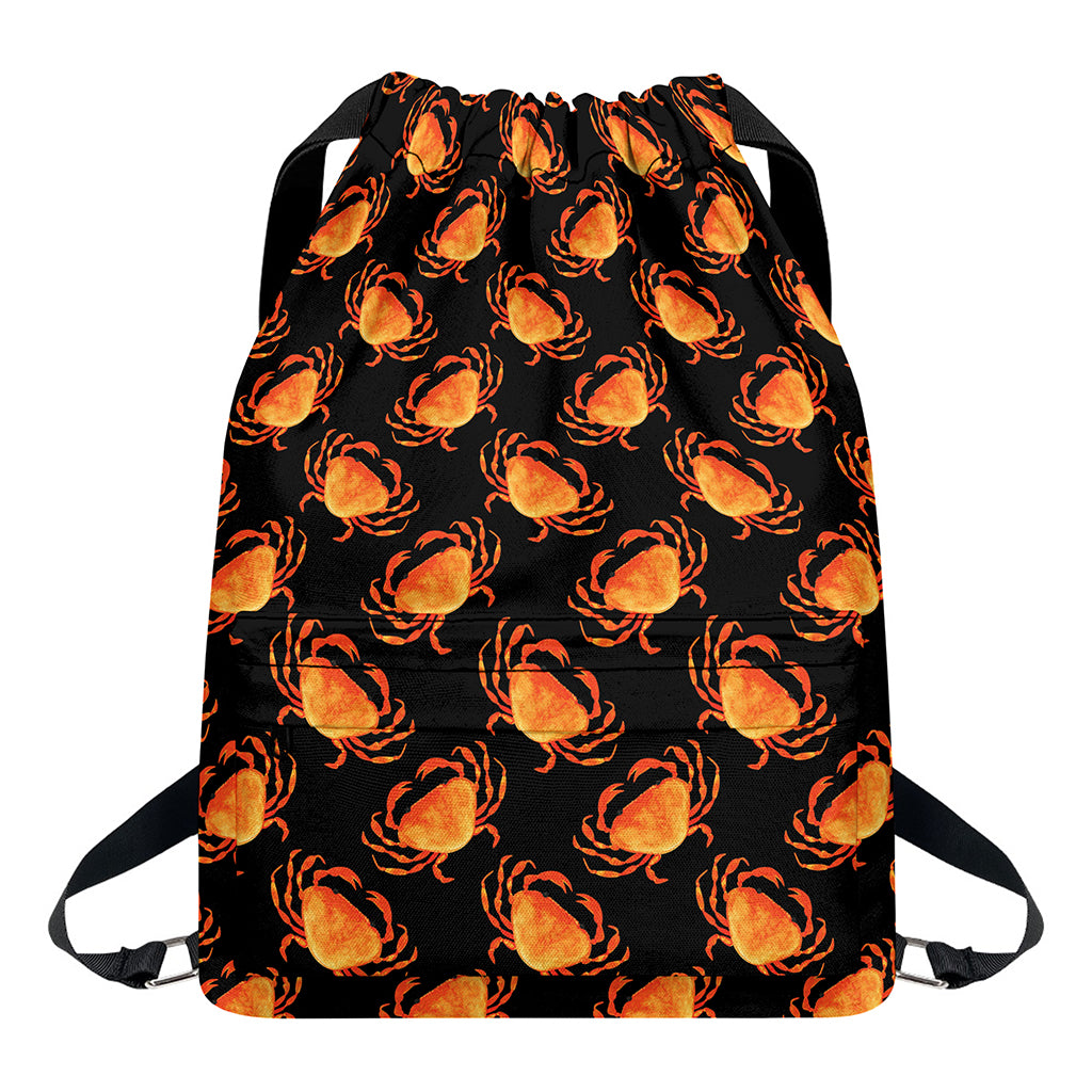 Watercolor Crab Pattern Print Drawstring Backpack