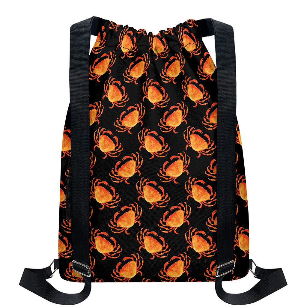 Watercolor Crab Pattern Print Drawstring Backpack