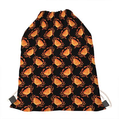 Watercolor Crab Pattern Print Drawstring Bag