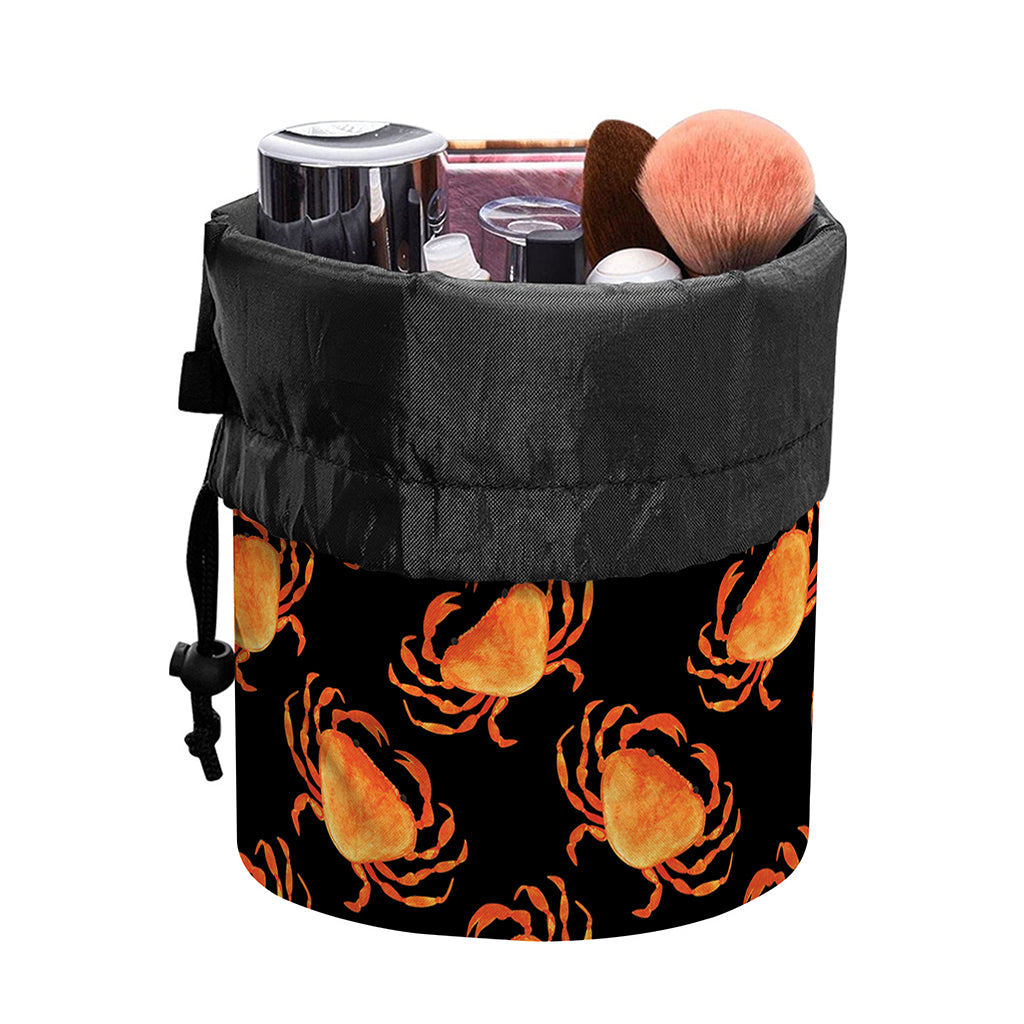 Watercolor Crab Pattern Print Drawstring Makeup Bag