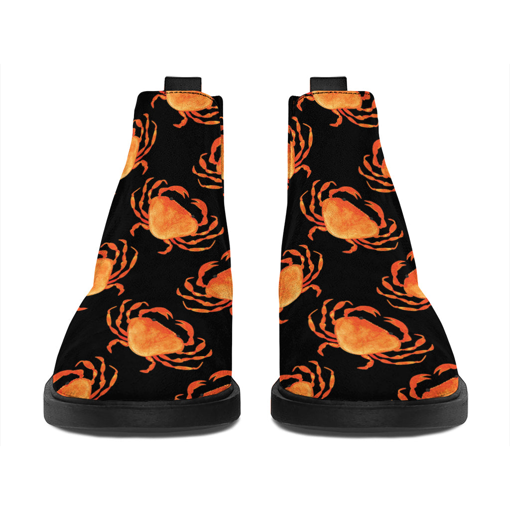 Watercolor Crab Pattern Print Flat Ankle Boots