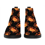 Watercolor Crab Pattern Print Flat Ankle Boots