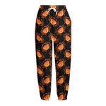 Watercolor Crab Pattern Print Fleece Lined Knit Pants