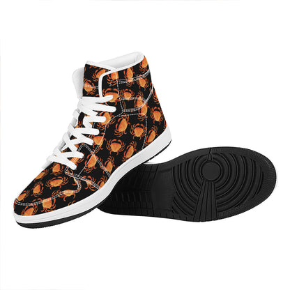 Watercolor Crab Pattern Print High Top Leather Sneakers