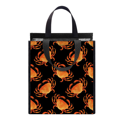 Watercolor Crab Pattern Print Insulated Lunch Tote