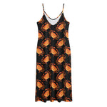Watercolor Crab Pattern Print Jersey Midi Cami Dress