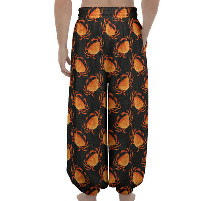 Watercolor Crab Pattern Print Lantern Pants