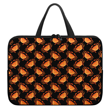 Watercolor Crab Pattern Print Laptop Sleeve With Handle