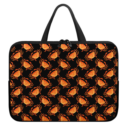 Watercolor Crab Pattern Print Laptop Sleeve With Handle