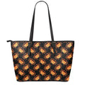 Watercolor Crab Pattern Print Leather Tote Bag With Zipper