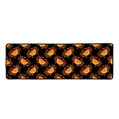 Watercolor Crab Pattern Print Long Kitchen Mat