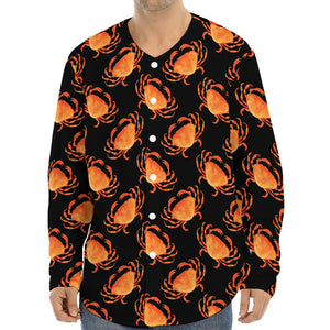 Watercolor Crab Pattern Print Long Sleeve Baseball Jersey