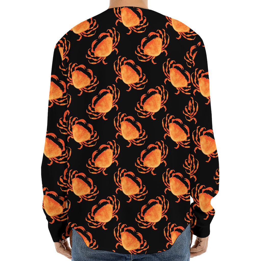 Watercolor Crab Pattern Print Long Sleeve Baseball Jersey