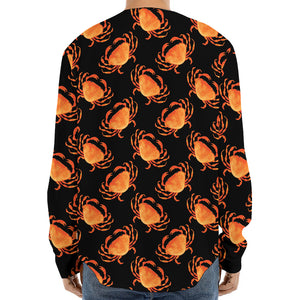 Watercolor Crab Pattern Print Long Sleeve Baseball Jersey