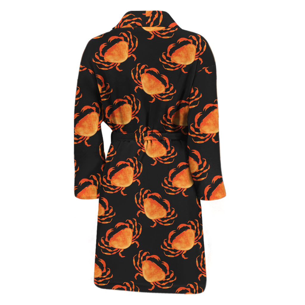 Watercolor Crab Pattern Print Men's Bathrobe
