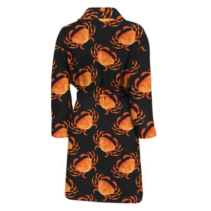 Watercolor Crab Pattern Print Men's Bathrobe