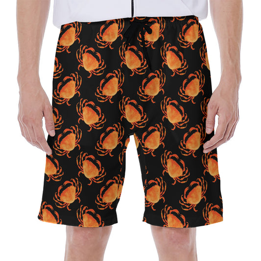 Watercolor Crab Pattern Print Men's Beach Shorts