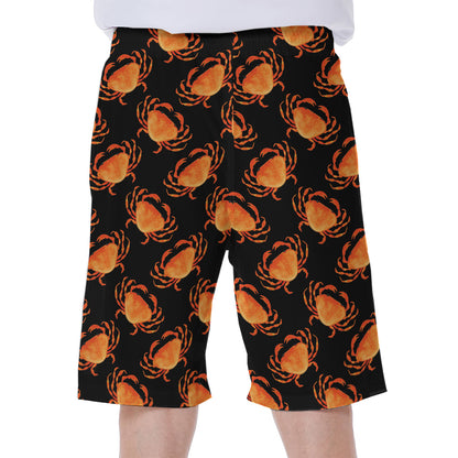 Watercolor Crab Pattern Print Men's Beach Shorts