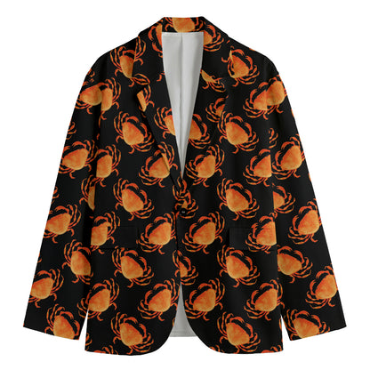 Watercolor Crab Pattern Print Men's Blazer