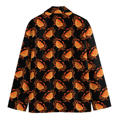 Watercolor Crab Pattern Print Men's Blazer