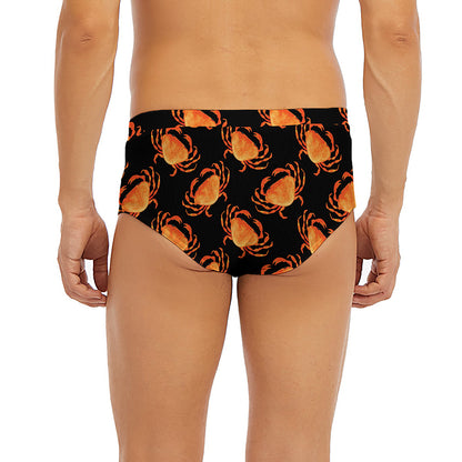 Watercolor Crab Pattern Print Men's Briefs