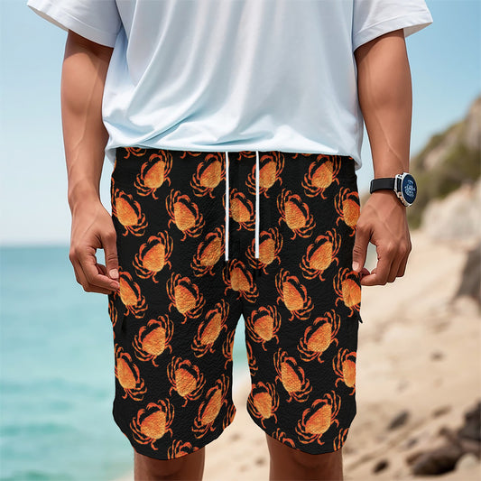 Watercolor Crab Pattern Print Men's Cargo Shorts
