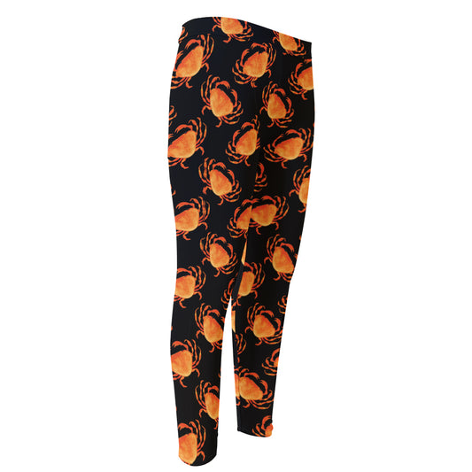 Watercolor Crab Pattern Print Men's Compression Pants