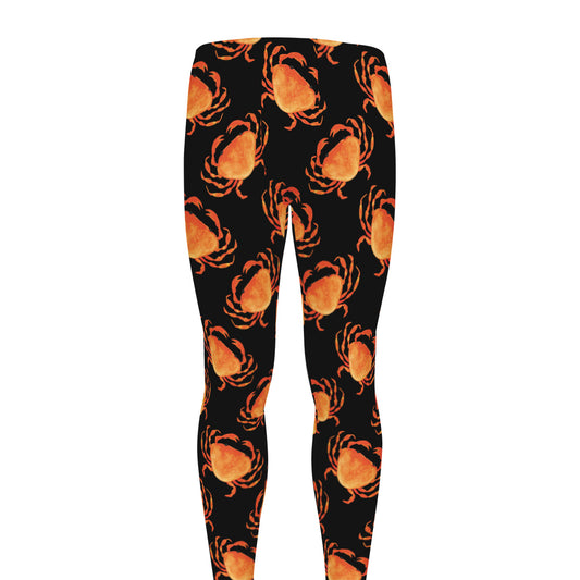 Watercolor Crab Pattern Print Men's leggings