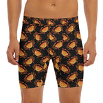 Watercolor Crab Pattern Print Men's Long Boxer Briefs