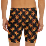 Watercolor Crab Pattern Print Men's Long Boxer Briefs