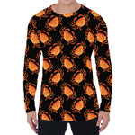 Watercolor Crab Pattern Print Men's Long Sleeve T-Shirt