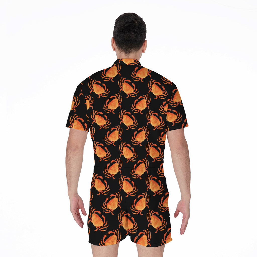 Watercolor Crab Pattern Print Men's Rompers